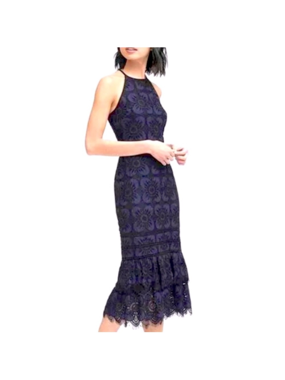 Banana Republic | Lace and Eyelet Halter Midi Dress